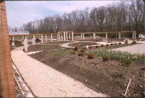 The formal gardens under construction