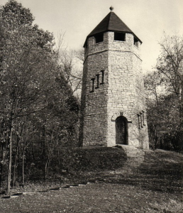 The tower nicknamed Frankenstein's Castle at Hills and Dales MetroPark